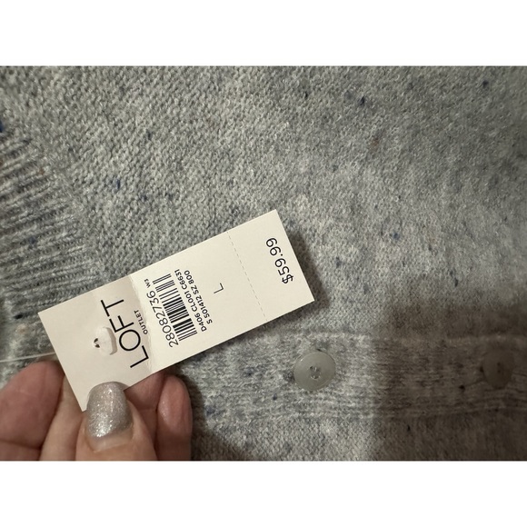 LOFT - NWT - Cardigan, Gray Multi Sweater; Size L - Picture 4 of 5